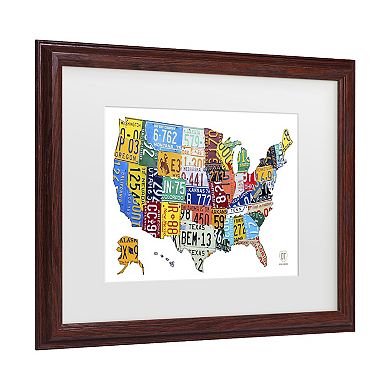 License Plate Map USA 2 Framed Wall Art