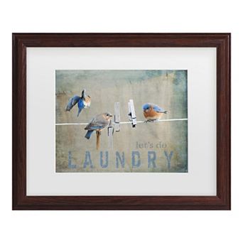 Laundry Day Bluebirds Framed Wall Art