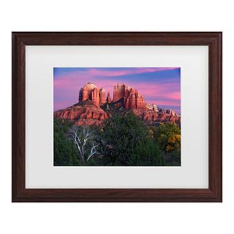Trademark Fine Art Mike Jones Photo "Sedona Cathedral Rock Dusk" Matted Framed Wall Art