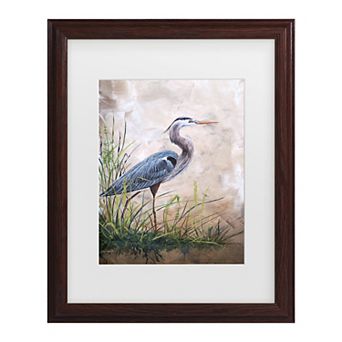 Trademark Fine Art Jean Plout "Heron In The Reeds" Matted Framed Wall Art