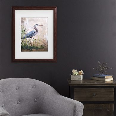 Trademark Fine Art Jean Plout "Heron In The Reeds" Matted Framed Wall Art