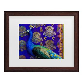 Trademark Fine Art Maria Rytova "Indian Peacock" Matted Framed Wall Art
