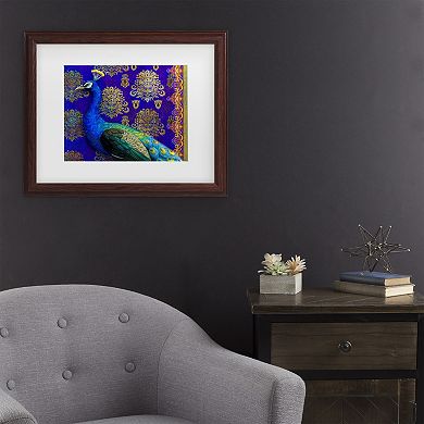 Trademark Fine Art Maria Rytova "Indian Peacock" Matted Framed Wall Art