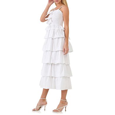 Ruffle Tiered Maxi Dress with Ties