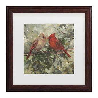 Trademark Fine Art Mary Miller Veazie "Kissing Cardinals" Matted Framed Wall Art