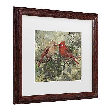 Trademark Fine Art Mary Miller Veazie "Kissing Cardinals" Matted Framed Wall Art