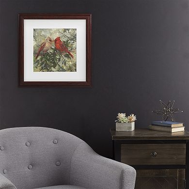 Trademark Fine Art Mary Miller Veazie "Kissing Cardinals" Matted Framed Wall Art