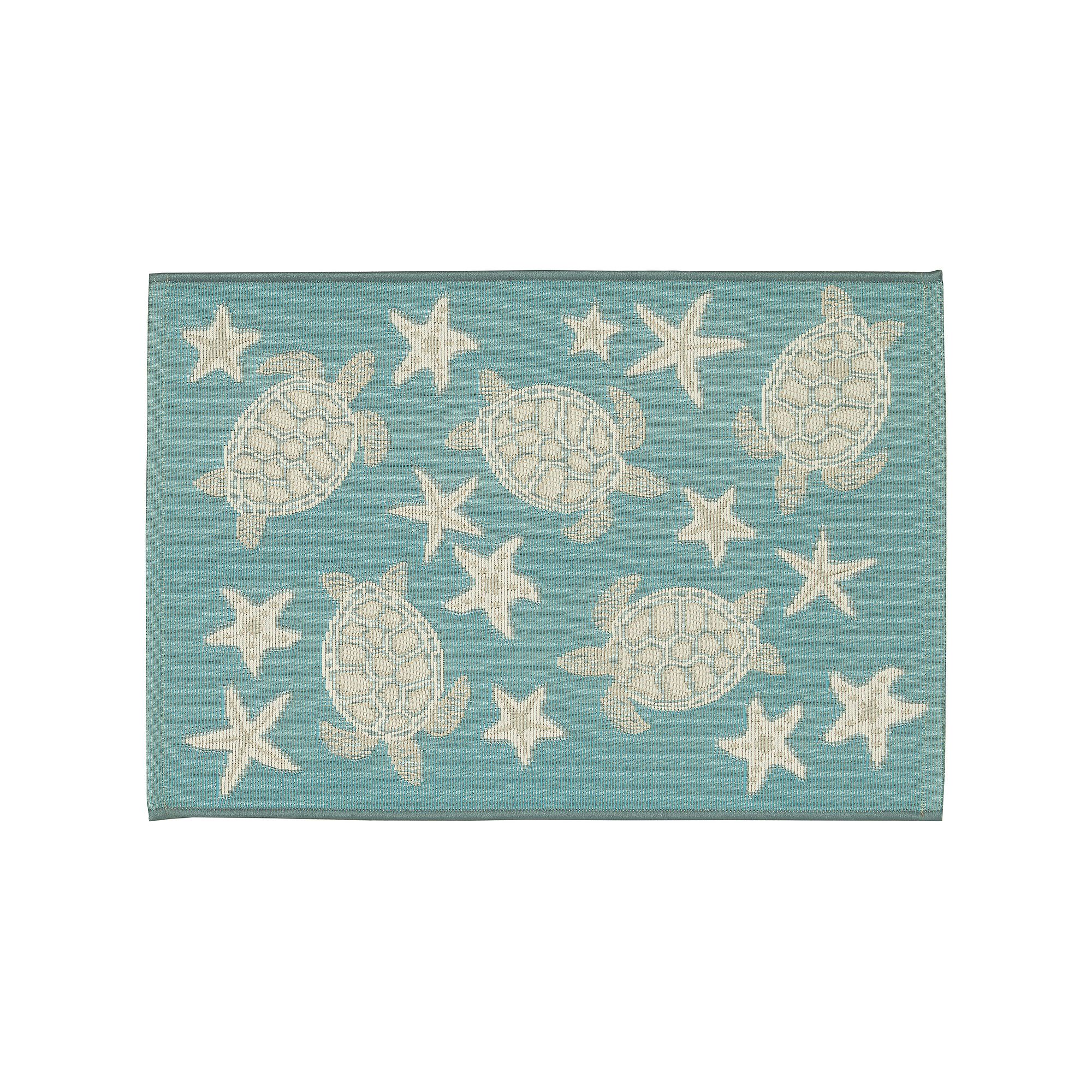 Liora Manne Esencia Turtle & Stars Indoor Outdoor Mat, Blue
