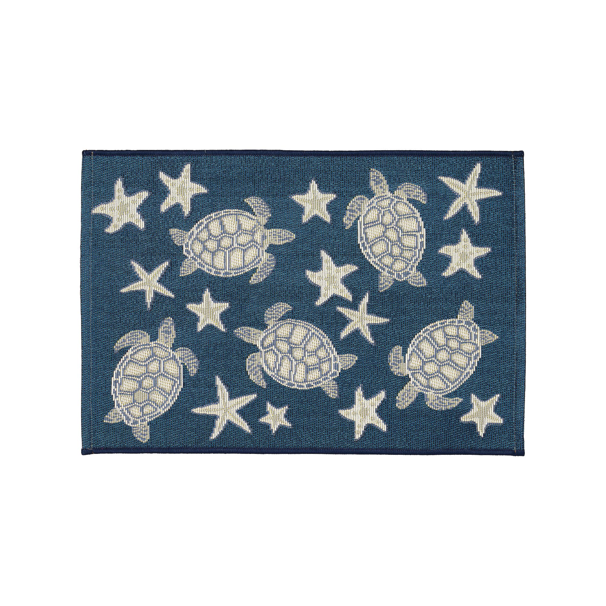 Liora Manne Esencia Turtle & Stars Indoor Outdoor Mat, Blue
