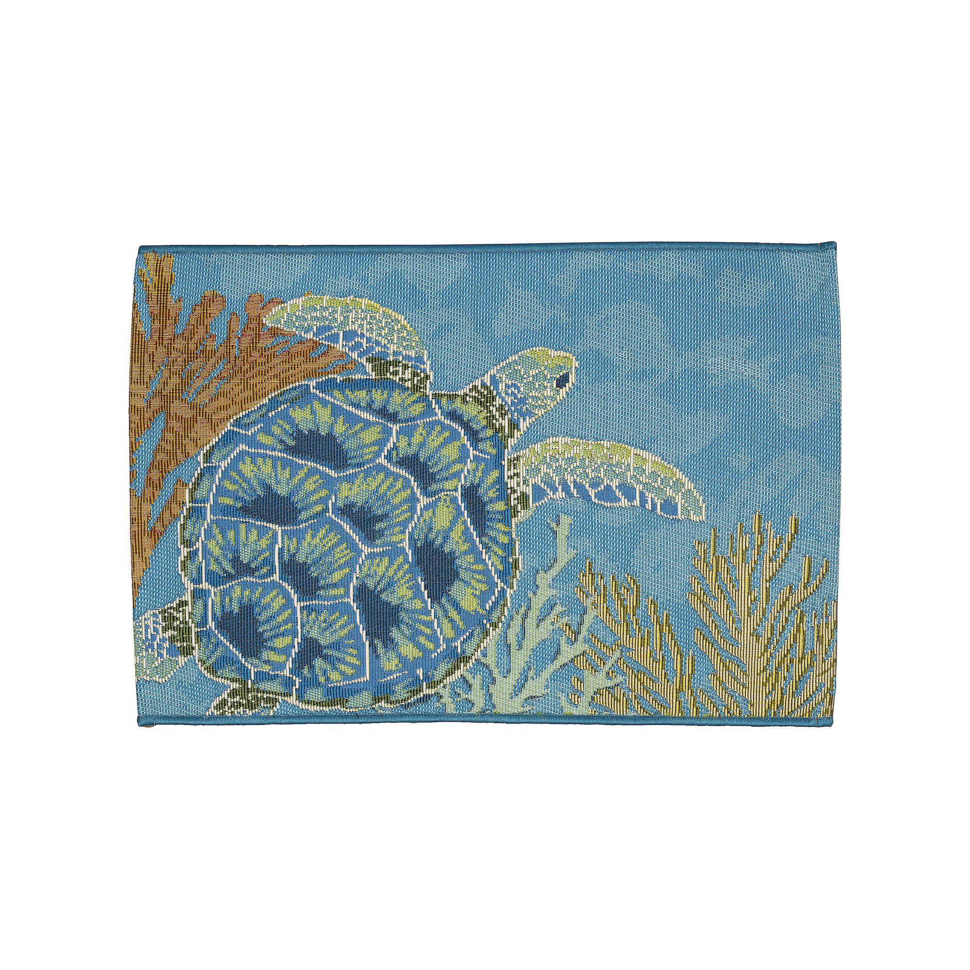 Liora Manne Esencia Sea Turtle Garden Indoor Outdoor Mat, Blue