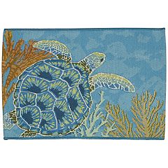 Liora Manne Frontporch Sailing Dog Indoor/Outdoor Rug Blue 30x48