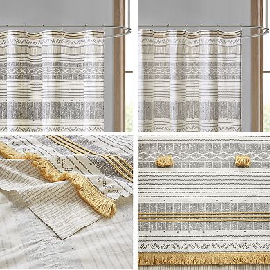 INK+IVY Cotton Stripe & Tassel Shower Curtain