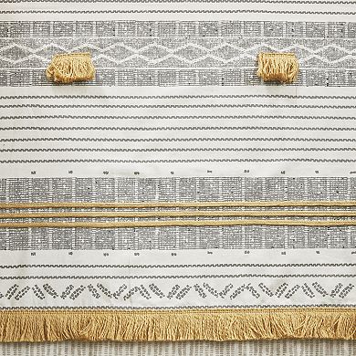 INK+IVY Cotton Stripe & Tassel Shower Curtain