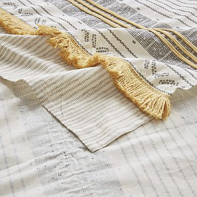 INK+IVY Cotton Stripe & Tassel Shower Curtain