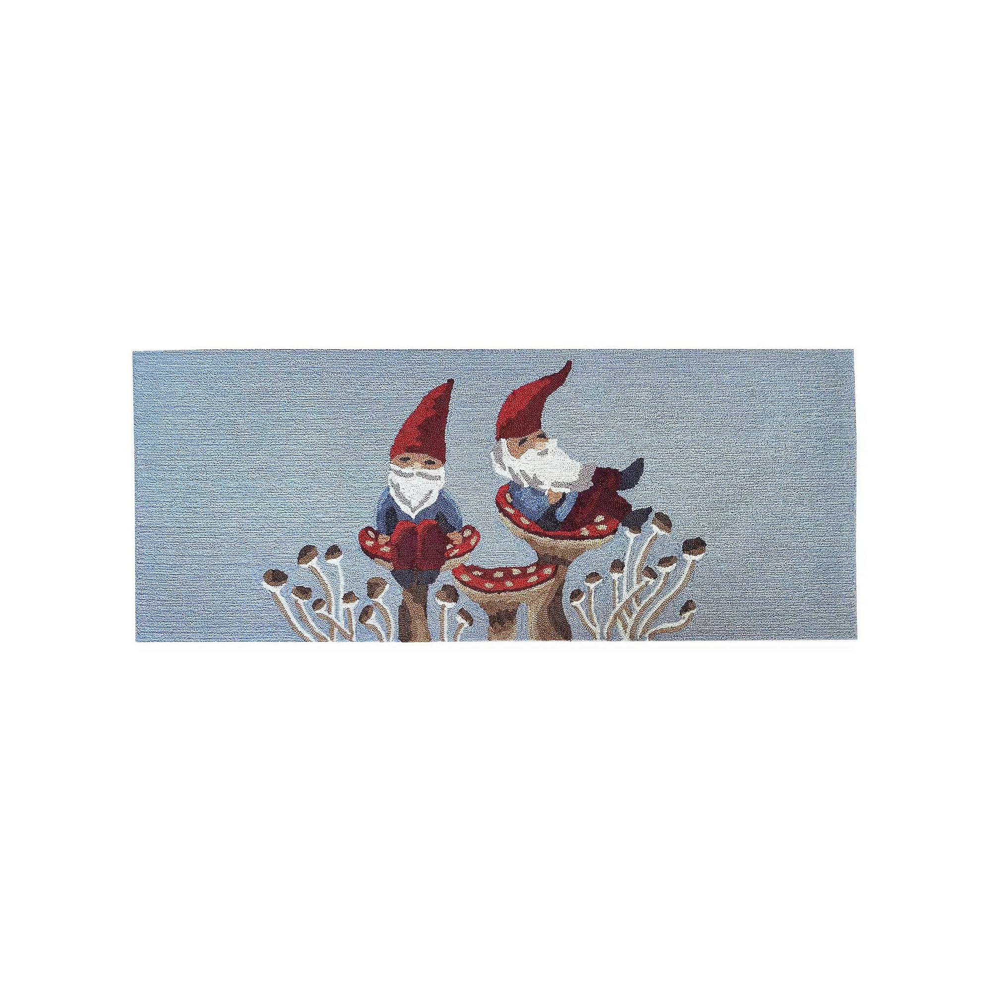 Liora Manne Frontporch Welcome Gnome Indoor Outdoor Rug, Blue