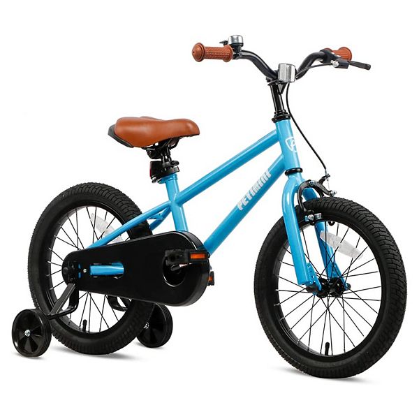 Petimini 16 Inch BMX Style Kids Bike w Training Wheels for 4 7 Years Old Blue