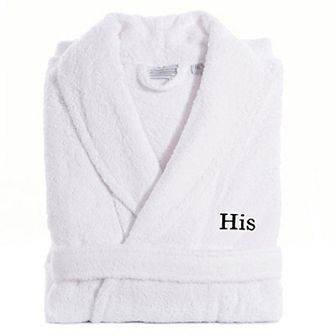 Men's Linum Home Textiles Turkish Cotton Embroidered ''His'' Terry Bathrobe