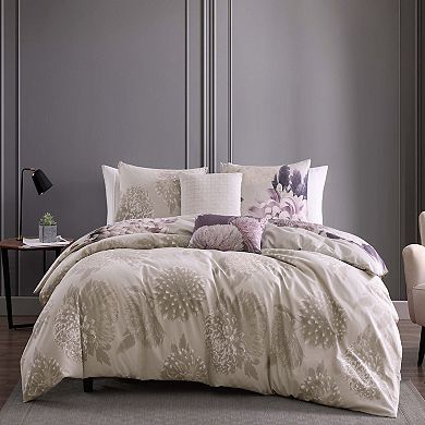 Bebejan Bloom Purple 100% Cotton 230 Thread Count 5 Piece Reversible Comforter Set
