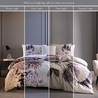 Bebejan Bloom Purple 100% Cotton 230 Thread Count 5 Piece Reversible Comforter Set