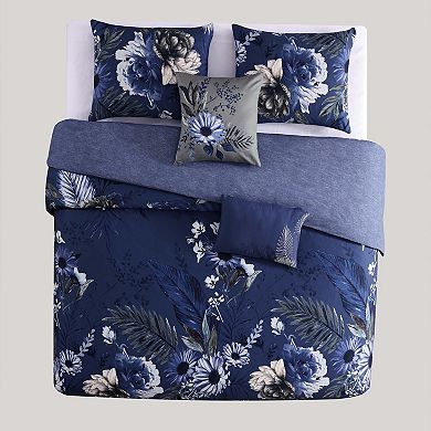 Bebejan Delphine Blue 100% Cotton 5 Piece Reversible Comforter Set