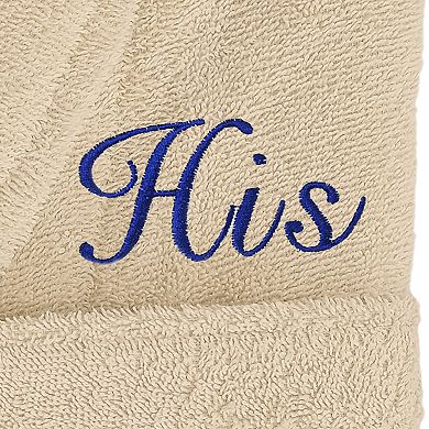 Men's Linum Home Textiles Turkish Cotton Embroidered Cursive ''His'' Terry Bathrobe