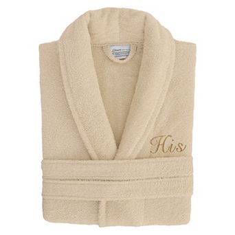 Men's Linum Home Textiles Turkish Cotton Embroidered Cursive ''His'' Terry Bathrobe