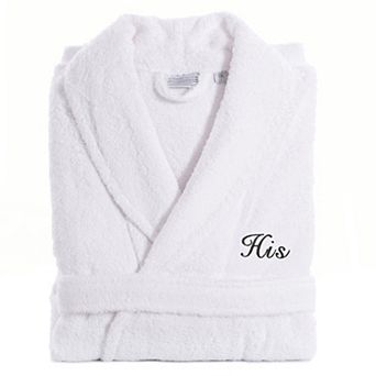 Men's Linum Home Textiles Turkish Cotton Embroidered Cursive ''His'' Terry Bathrobe