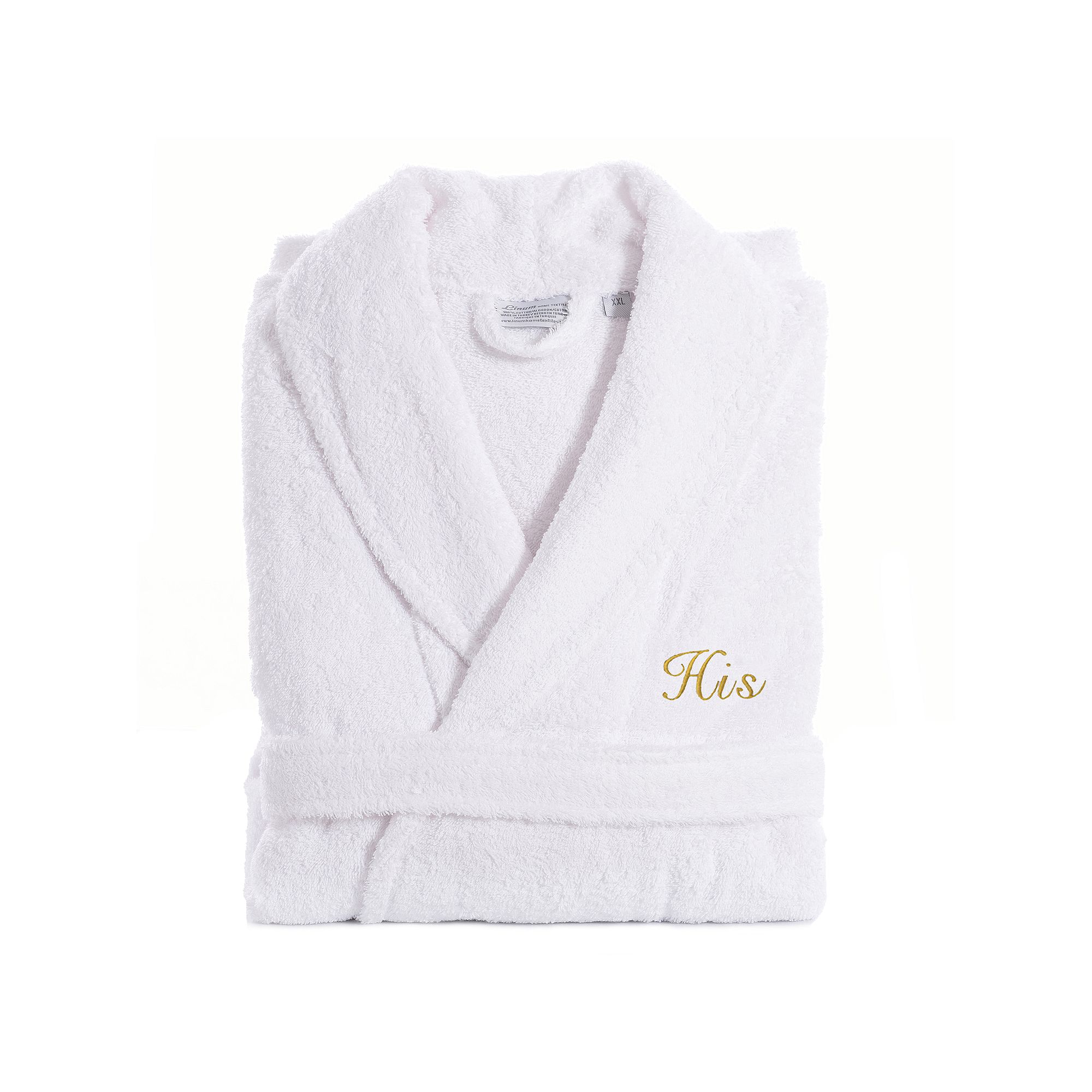 Mens Linum Home Textiles Turkish Cotton Embroidered Cursive His Terry 