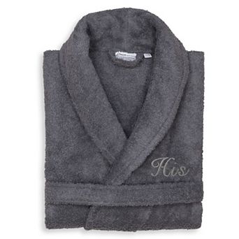 Men's Linum Home Textiles Turkish Cotton Embroidered Cursive ''His'' Terry Bathrobe