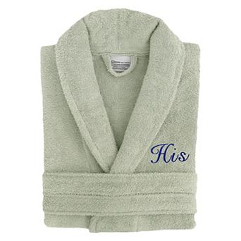 Men's Linum Home Textiles Turkish Cotton Embroidered Cursive ''His'' Terry Bathrobe