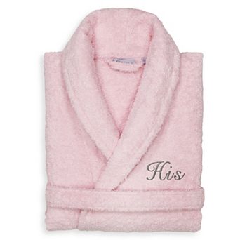 Men's Linum Home Textiles Turkish Cotton Embroidered Cursive ''His'' Terry Bathrobe