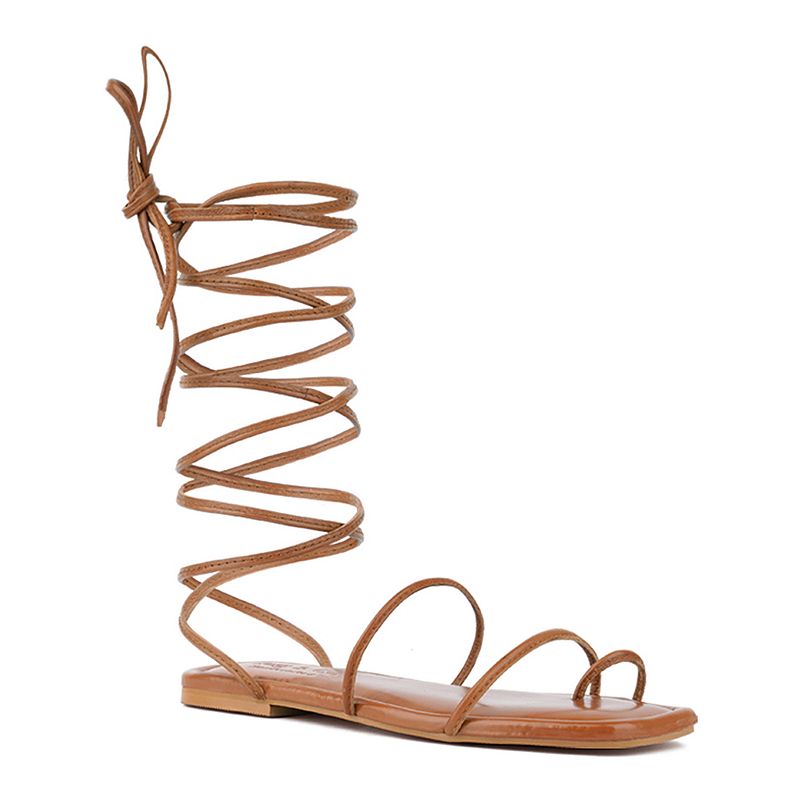 Rag & Co Amatha Women's Leather Lace-Up Sandals,