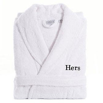 Women's Linum Home Textiles Turkish Cotton Embroidered ''Hers'' Terry Bathrobe