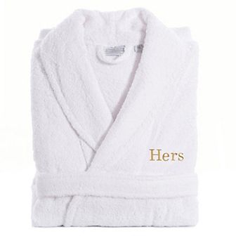Women's Linum Home Textiles Turkish Cotton Embroidered ''Hers'' Terry Bathrobe