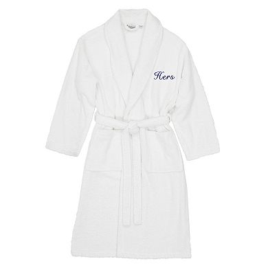 Women's Linum Home Textiles Turkish Cotton Embroidered Cursive ''Hers'' Terry Bathrobe