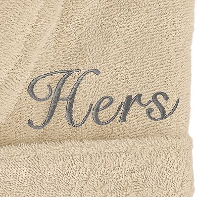 Women's Linum Home Textiles Turkish Cotton Embroidered Cursive ''Hers'' Terry Bathrobe