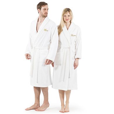 Women's Linum Home Textiles Turkish Cotton Embroidered Cursive ''Hers'' Terry Bathrobe