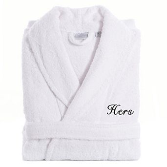 Women's Linum Home Textiles Turkish Cotton Embroidered Cursive ''Hers'' Terry Bathrobe
