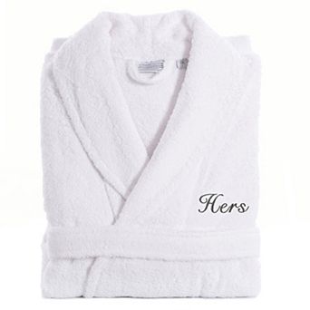 Women's Linum Home Textiles Turkish Cotton Embroidered Cursive ''Hers'' Terry Bathrobe