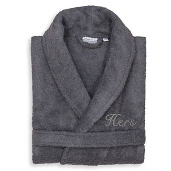 Women's Linum Home Textiles Turkish Cotton Embroidered Cursive ''Hers'' Terry Bathrobe
