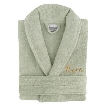 Women's Linum Home Textiles Turkish Cotton Embroidered Cursive ''Hers'' Terry Bathrobe