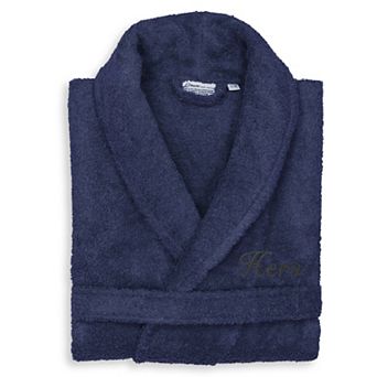 Women's Linum Home Textiles Turkish Cotton Embroidered Cursive ''Hers'' Terry Bathrobe