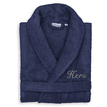 Women's Linum Home Textiles Turkish Cotton Embroidered Cursive ''Hers'' Terry Bathrobe