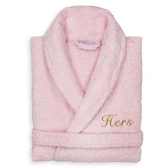 Women's Linum Home Textiles Turkish Cotton Embroidered Cursive ''Hers'' Terry Bathrobe