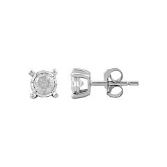 Men's Diamond Greek Key Stud Earrings 1/2 ct tw Round-cut 10K White Gold