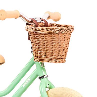 Petimini 12in Kids Beginner Balance Bike w/Basket for 2-6 Year Olds, Mint Green
