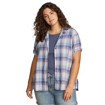 Plus Size Eddie Bauer Short-Sleeve Packable Camp Shirt