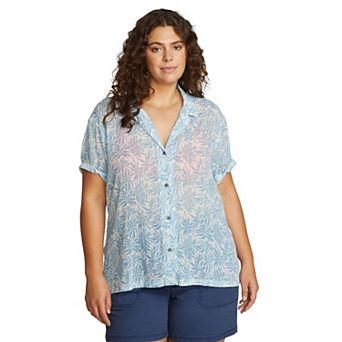 Plus Size Eddie Bauer Short-Sleeve Packable Camp Shirt