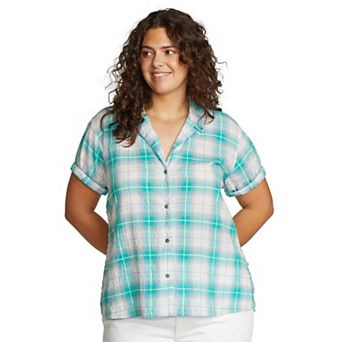 Plus Size Eddie Bauer Short-Sleeve Packable Camp Shirt
