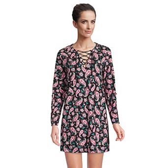 Women's Lands' End V-neck Tunic Swim Cover-Up Shirtdress